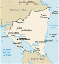 Kaart van Nicaragua